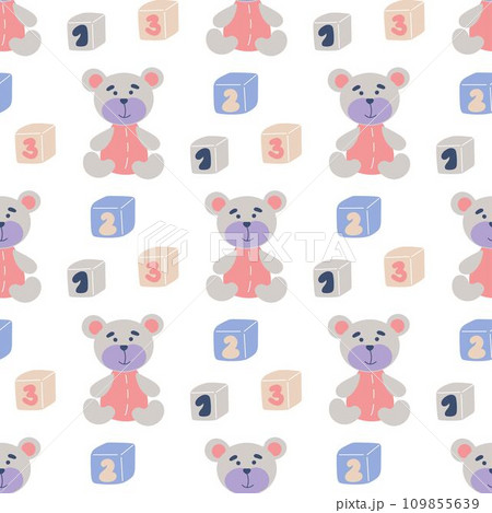 Plush bear Seamless Baby Pattern 109855639