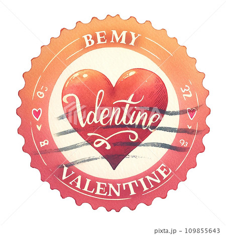 valentines day stamp watercolor illustration . .AI Generate valentines day stamp watercolor illustration . .AI Generate 109855643