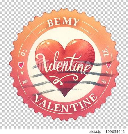 valentines day stamp watercolor illustration . .AI Generate valentines day stamp watercolor illustration . .AI Generate 109855643