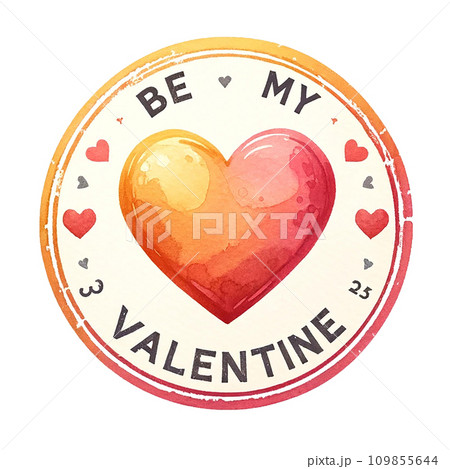 valentines day stamp watercolor illustration . .AI Generate valentines day stamp watercolor illustration . .AI Generate 109855644
