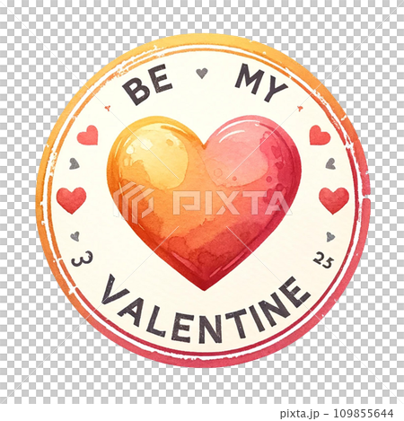 valentines day stamp watercolor illustration . .AI Generate valentines day stamp watercolor illustration . .AI Generate 109855644