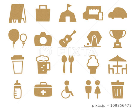 屋外イベントのゆるいアイコンのセット_コルク模様 109856475