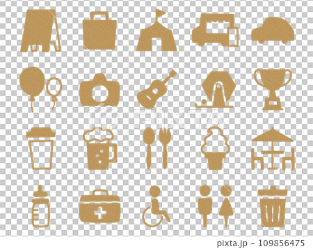 屋外イベントのゆるいアイコンのセット_コルク模様 109856475