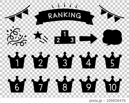 一組鬆散的排名圖示_黑色實心 109856476