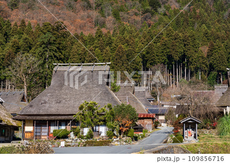 晩秋の美山の茅葺民家　京都府南丹市 109856716
