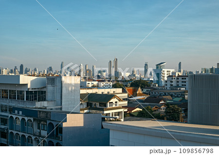 Aerial view of cityscape of Bangkok city, Thailand. 109856798