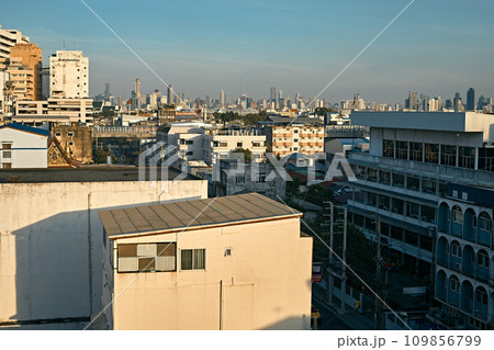 Aerial view of cityscape of Bangkok city, Thailand. 109856799