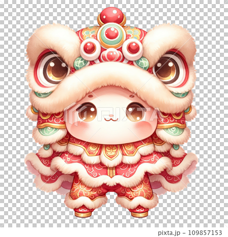 Watercolor Chinese lion dance celebrates the Chinese New Year Watercolor Chinese lion dance celebrates the Chinese New Year 109857153