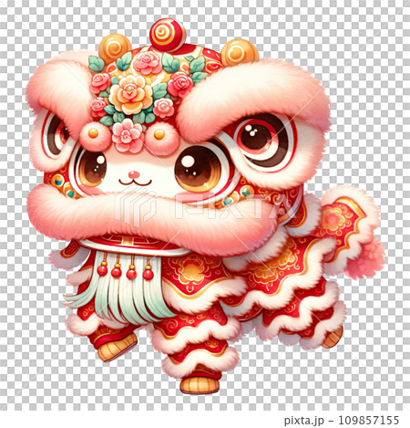 Watercolor Chinese lion dance celebrates the Chinese New Year Watercolor Chinese lion dance celebrates the Chinese New Year 109857155