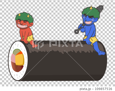 Red demon and blue demon astride Ehomaki Red demon and blue demon astride Ehomaki 109857516