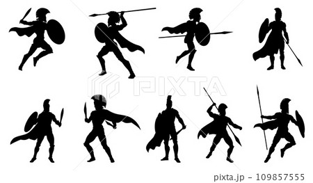 Spartan Silhouette Gladiator Trojan Warrior Set 109857555