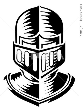 Knight Helmet Armor Helm Medieval Vintage Woodcut 109857564
