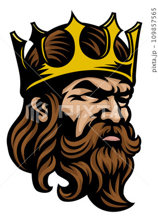 King Crown Warrior Head Mascot Medieval Face Man 109857565