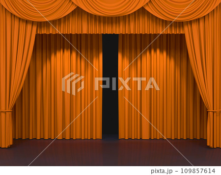 Luxury stage or windows curtains, realistic 3D illustration 109857614