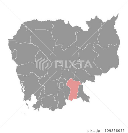 Prey Veng province map, administrative division of Cambodia. Vector illustration. Prey Veng province map, administrative division of Cambodia. Vector illustration. 109858033