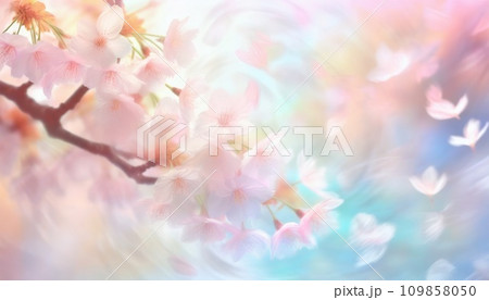 AI生成画像：桜の花びらが舞う背景素材 109858050