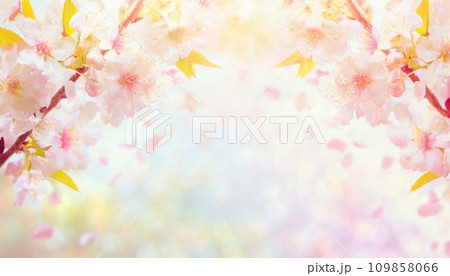 AI生成画像：桜の花びらが舞う背景素材 109858066