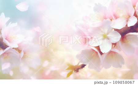 AI生成画像：桜の花びらが舞う背景素材 109858067