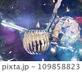 キラキラのオーナメントとおしゃれなブルーの光ボケのイルミネーションのイメージ素材 109858823