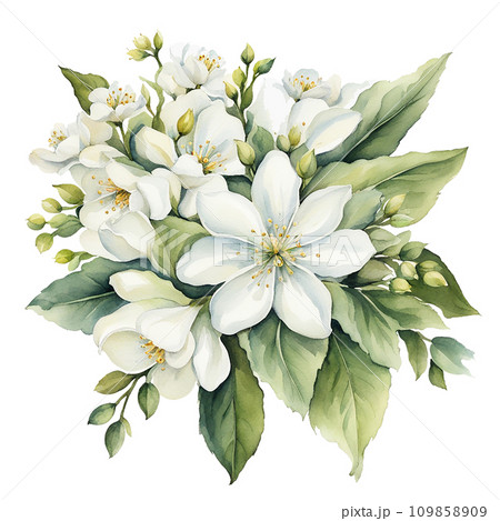 AI-generated content. A bouquet in the boho style. Pastel pampas grass, white flowers, leaves. Eco-style wedding 109858909