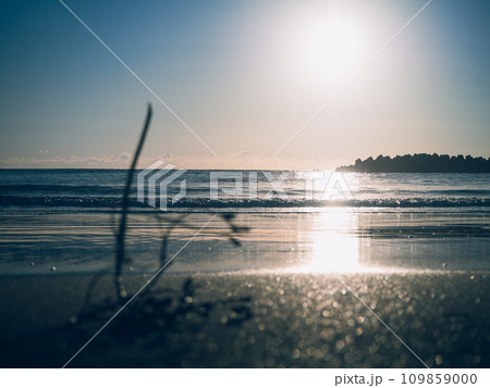 夕日に照らされる海 109859000