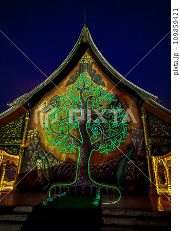 Wat Sirindhorn Wararam glowing temple in Ubon, Thailand Wat Sirindhorn Wararam glowing temple in Ubon, Thailand 109859421