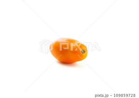 Yellow tomato isolated on white background with clipping path. . 109859728