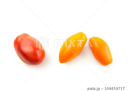 Assort of different shape and color of tomatoes isolated on white background with clipping path. . 109859737