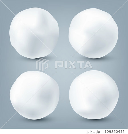 Realistic snowballs collection. Frozen ice ball, white snow. Winter decoration element for Christmas or New Year. Vector illustration Realistic snowballs collection. Frozen ice ball, white snow. Winter decoration element for Christmas or New Year. Vector illustration 109860435