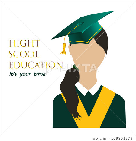 Girl portrait in graduate hats and mantles. Young student avatars in graduation ceremonial clothing. Vector isolated on white Girl portrait in graduate hats and mantles. Young student avatars in graduation ceremonial clothing. Vector isolated on white 109861573