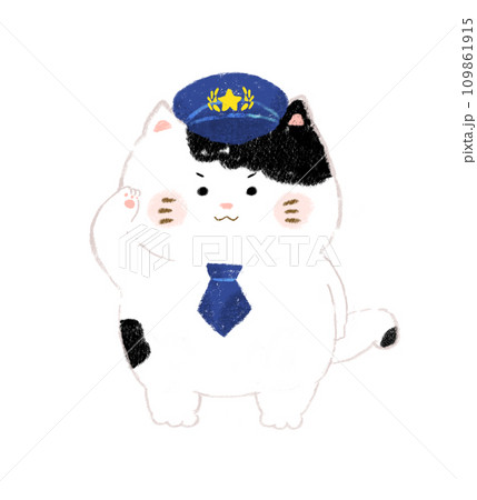 警察官のねこ 手描きイラスト 警察官のねこ 手描きイラスト 109861915