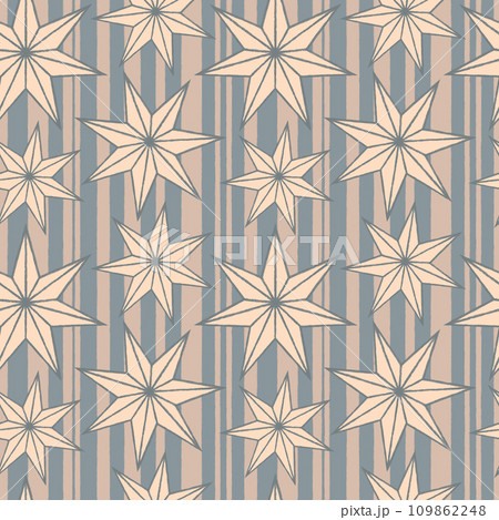 Abstract vector seamless pattern with 7 pointed...のイラスト素材 [109862248 ...
