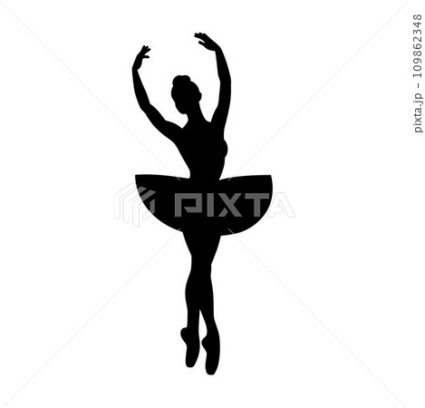 Beautiful ballet dancer is posing, young graceful woman ballet dancer, young ballerina standing in ballet poses silhouette 109862348