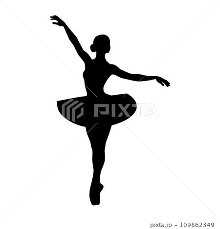 Beautiful ballet dancer is posing, young graceful woman ballet dancer, young ballerina standing in ballet poses silhouette 109862349