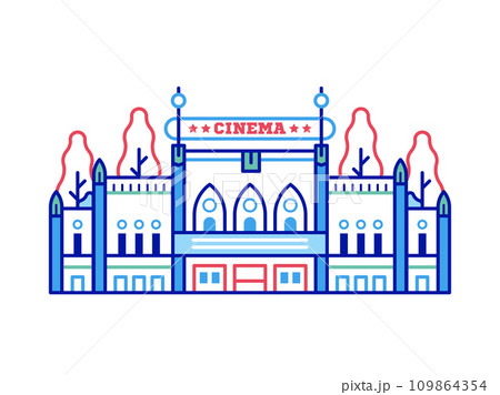 American Cinema Building in Line Art 109864354