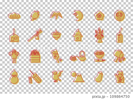 新年幸運符圖示插圖集（列印未對齊） 109864750