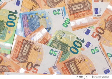 Different Euro Banknotes Money Background 109865068