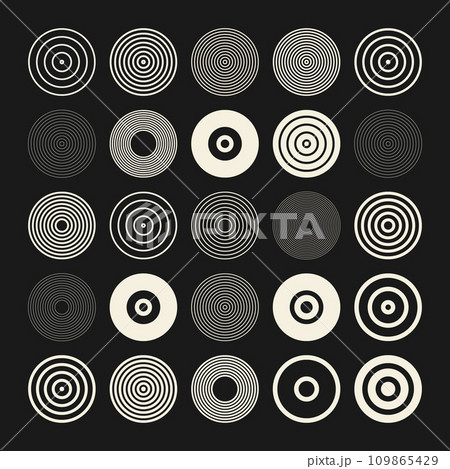 Brutalist geometric shapes, symbols. Simple primitive elements and forms. Bauhaus retro design, trendy contemporary minimalist style. Vector illustration 109865429