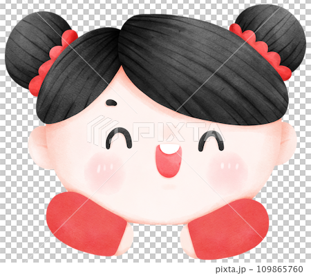 Cute cartoon Chinese kids, Happy Chinese New Year, watercolor illustration Cute cartoon Chinese kids, Happy Chinese New Year, watercolor illustration 109865760