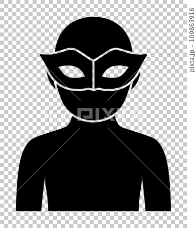 Silhouette of a person wearing a mask Silhouette of a person wearing a mask 109865916