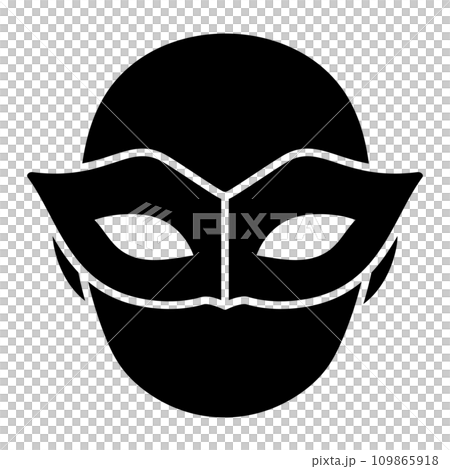 Silhouette of the face of a person wearing a mask Silhouette of the face of a person wearing a mask 109865918