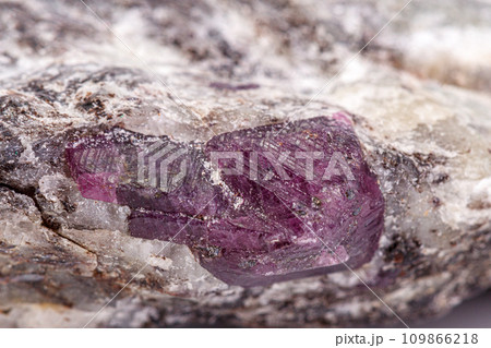 macro mineral stone ruby on a white background macro mineral stone ruby on a white background 109866218