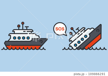the ship is sinking in the sea. the ship is sinking in the sea. 109866291
