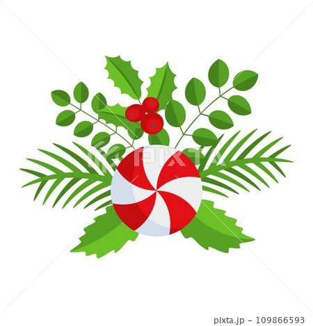 Christmas wreath design element. Winter holiday decoration. 109866593