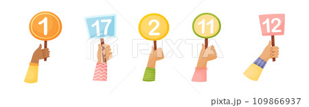 Numbers in Raised Up Hands as Numeric Scorecard for Judge Competition Vector Set Numbers in Raised Up Hands as Numeric Scorecard for Judge Competition Vector Set 109866937