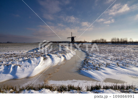 The Broekmolen in a winter landscape 109866991