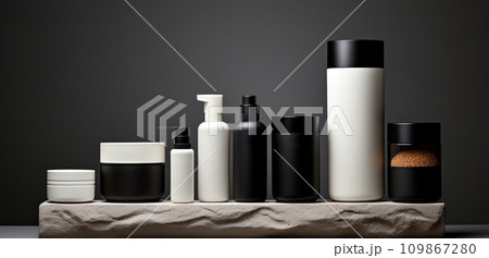 an assortment of natural skincare products is shown 109867280