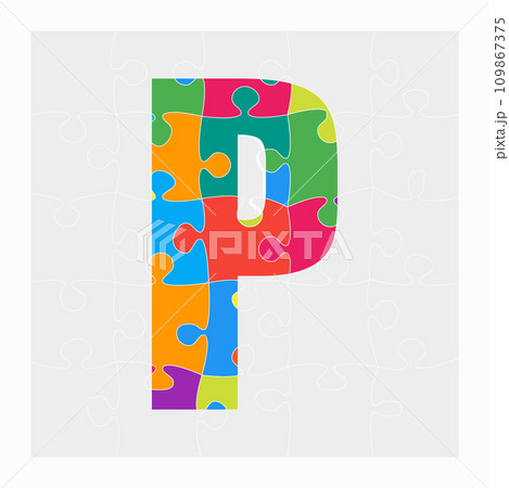 Colorful puzzle letter - P. Jigsaw creative font Colorful puzzle letter - P. Jigsaw creative font 109867375