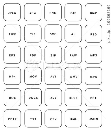 ファイル拡張子 アイコンセット（線画） 109868169