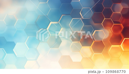 a view of a yellow and blue background with hexagons 109868770